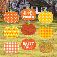 Fall Pumpkin Yard Signs, Autumn Harvest Lawn Decorations with Stakes, Happy Fall Outdoor Thanksgiving Patio Garden Pathway Décor