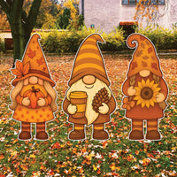 Fall Gnome Yard Signs, Cute Autumn Lawn Decorations with Stakes, Outdoor Harvest Pumpkin Sunflower Garden Décor for Thanksgiving Pathway