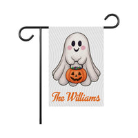 Ghost Garden Flag, Fall Thanksgiving Outdoor Yard Decoration, Spooky Autumn Welcome Sign, Weather-Resistant Patio Accent, Cute Ghost Decor