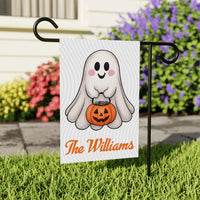 Ghost Garden Flag, Fall Thanksgiving Outdoor Yard Decoration, Spooky Autumn Welcome Sign, Weather-Resistant Patio Accent, Cute Ghost Decor