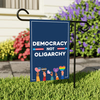No Kings In America Garden Flag, 12x18 Inch Double Sided, Democracy Not Oligarchy, Anti-Trump Flag, Resist Racism Flag, Resist Fascism Flag