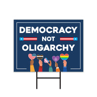 No Kings In America Yard Sign - Democracy Not Oligarchy Lawn Sign, Anti-Trump, Resist Racism, Resist Fascism Yard Sign with Metal H-Stake
