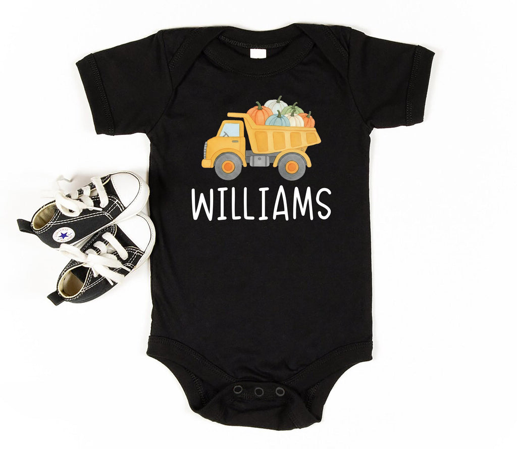 Boys Fall Shirt, Personalized Pumpkin Kids Crewneck, Dump Truck Halloween T-Shirt, Custom Fall Boy Shirt, Unisex Pumpkin Toddler Tee