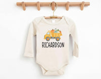 Boys Fall Shirt, Personalized Pumpkin Kids Crewneck, Dump Truck Halloween T-Shirt, Custom Fall Boy Shirt, Unisex Pumpkin Toddler Tee