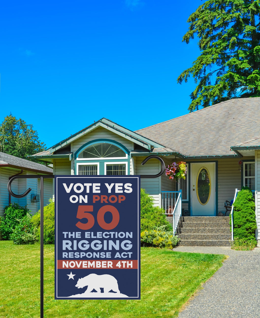 Yes on Prop 50 Garden Flag, Election Rigging Response Act Yard Flag, Anti-Gerrymandering California Flag, Political Outdoor Lawn Banner