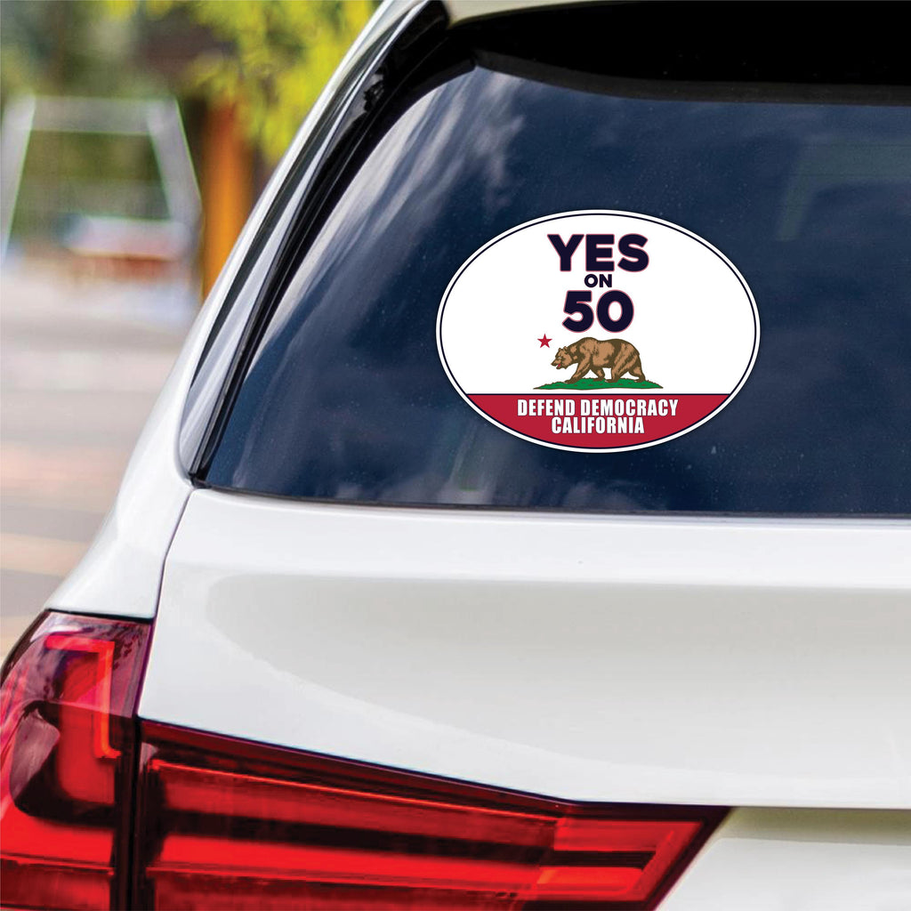 Yes on Prop 50 Vinyl Sticker, Anti-Gerrymandering Political Decal, California Election Reform Sticker for Campaign Use, 6" x 4.5"