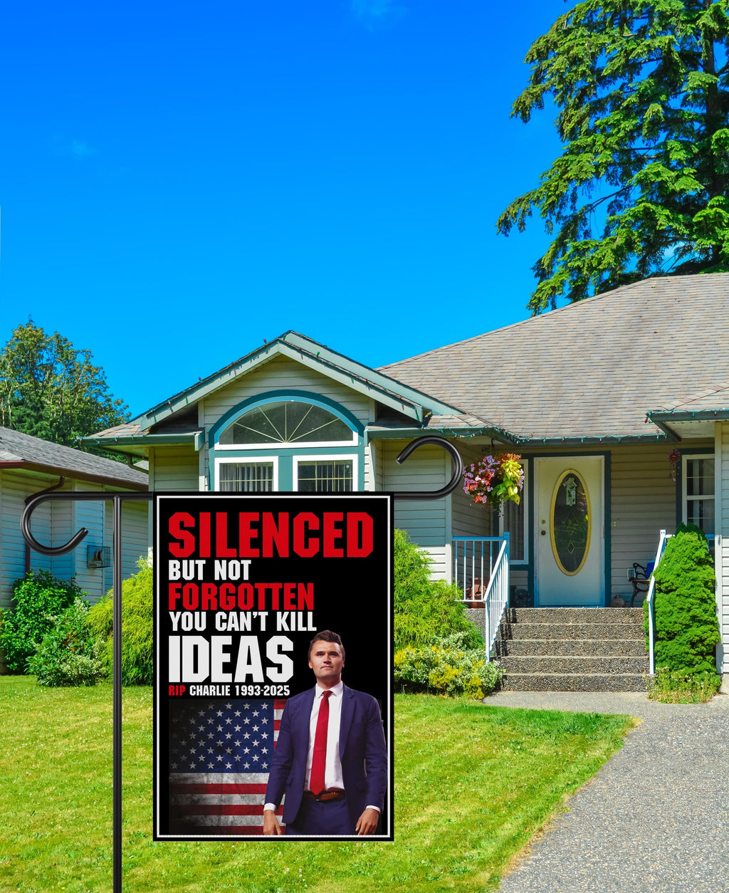 Justice for Charlie Garden Flag, A True Patriot Charlie Kirk Yard Flag, Charlie Kirk Is My Hero Outdoor Flag, Charlie Kirk Freedom Flag