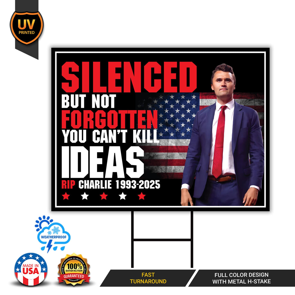Justice for Charlie Yard Sign, A True Patriot Charlie Kirk Sign, Charlie Kirk Is My Hero Sign, Charlie Kirk Freedom Sign with Metal H-Stake