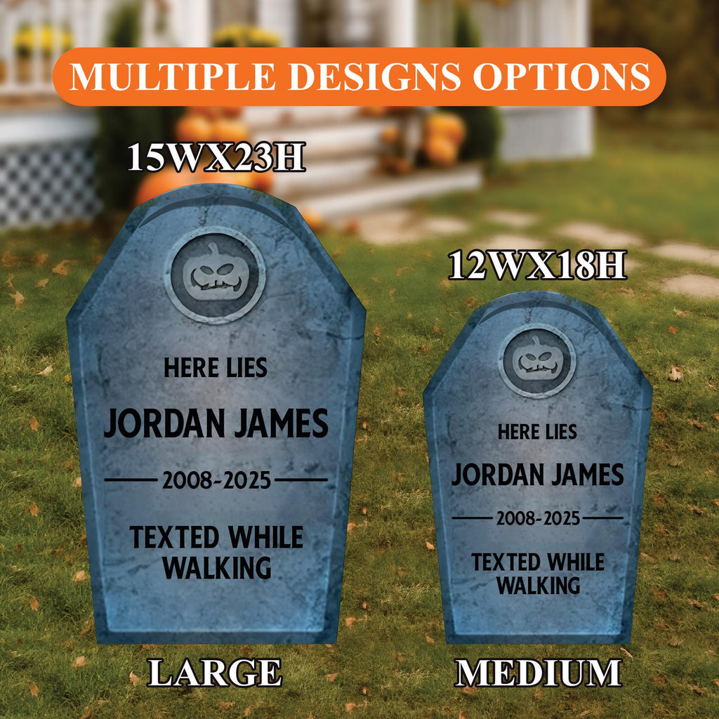 Personalized Halloween Tombstone Yard Signs, Custom Graveyard Decorations with Stakes, Funny Haunted House Outdoor Spooky Lawn Décor