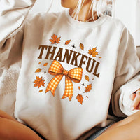 Thankful Sweatshirt, Coquette Fall Shirt, Autumn Pumpkin Sweatshirt