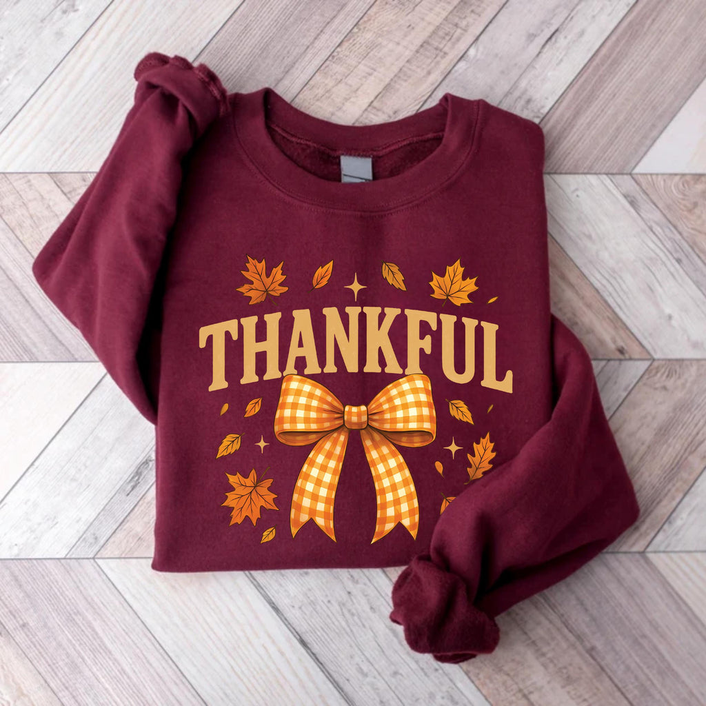 Thankful Sweatshirt, Coquette Fall Shirt, Autumn Pumpkin Sweatshirt