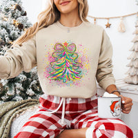Coquette Christmas Tree Sweatshirt, Preppy Christmas Shirt, Holly Jolly Sweatshirt