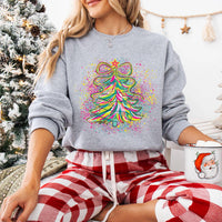 Coquette Christmas Tree Sweatshirt, Preppy Christmas Shirt, Holly Jolly Sweatshirt