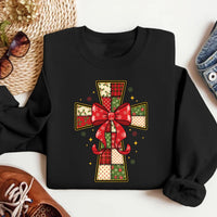 Christmas Cross Sweatshirt, Christian Christmas Coquette Shirt, Nativity Scene Sweatshirt