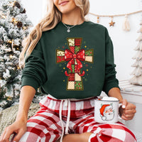 Christmas Cross Sweatshirt, Christian Christmas Coquette Shirt, Nativity Scene Sweatshirt