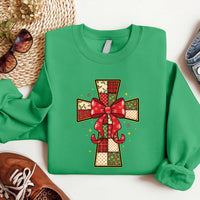 Christmas Cross Sweatshirt, Christian Christmas Coquette Shirt, Nativity Scene Sweatshirt