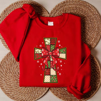 Christmas Cross Sweatshirt, Christian Christmas Coquette Shirt, Nativity Scene Sweatshirt