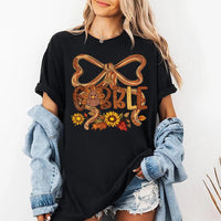 Thanksgiving Gobble Coquette Shirt, Fall Turkey Shirt, Floral Fall Brushstroke Tee