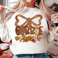 Thanksgiving Gobble Coquette Sweatshirt, Fall Turkey Shirt, Floral Fall Brushstroke Sweatshirt