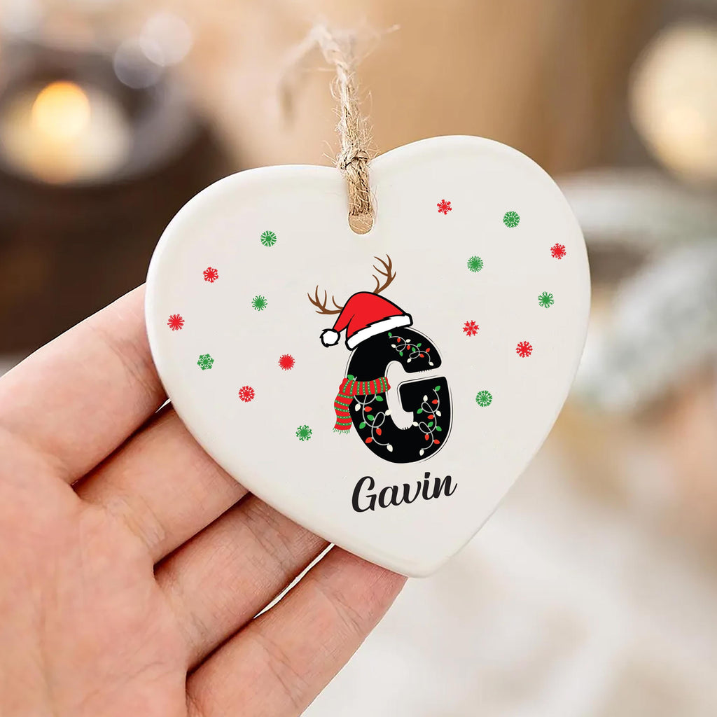Letter Name Ornament, 2025 Family Ornament, Personalized Initial Christmas Ornament, Custom Monogram Ornament, Family Holiday Keepsake Gift