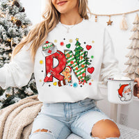 Christmas RN Sweatshirt, Registered Nurse Holiday Shirt, RN Festive Sweatshirt