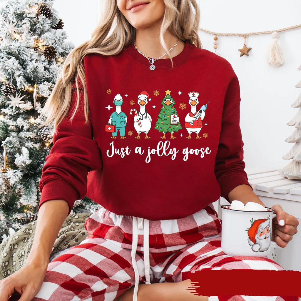 Christmas Goose Nurse Shirt, Funny Holiday RN Shirt, Cute Medical Staff Xmas Tee