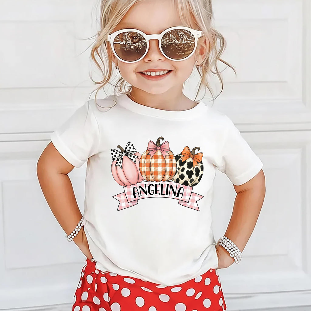 Personalized Kids Name Thanksgiving Shirt, Kids Fall Pumpkin Shirt, Children Fall Name Tee, Cute Toddler Girl Shirt, Autumn Clothing Shirt