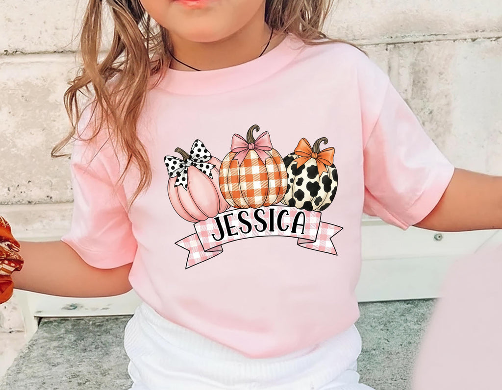 Personalized Kids Name Thanksgiving Shirt, Kids Fall Pumpkin Shirt, Children Fall Name Tee, Cute Toddler Girl Shirt, Autumn Clothing Shirt