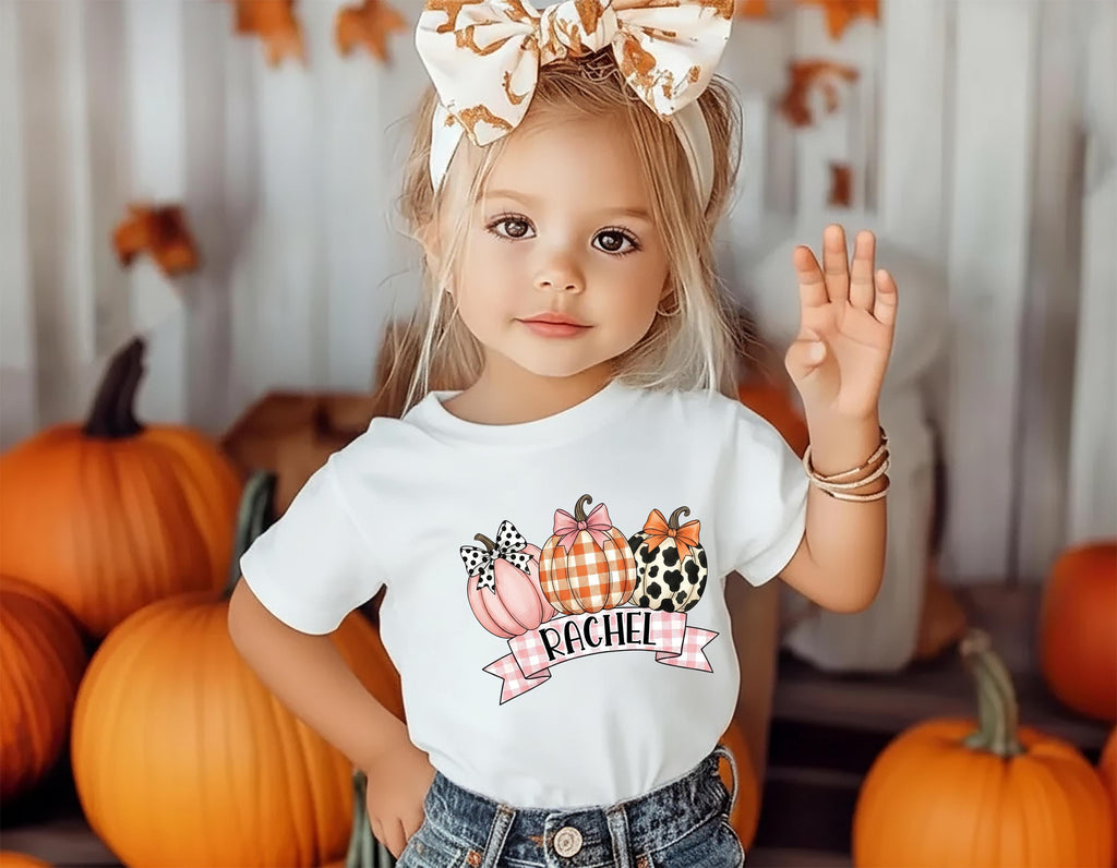 Personalized Kids Name Thanksgiving Shirt, Kids Fall Pumpkin Shirt, Children Fall Name Tee, Cute Toddler Girl Shirt, Autumn Clothing Shirt