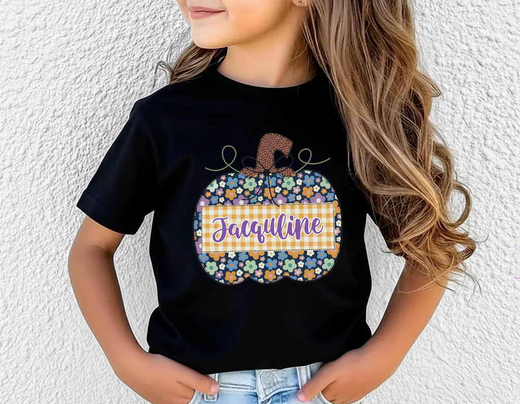 Pumpkin Name Shirt, Fall Festival Toddler Shirt, Custom Toddler Plaid Shirt, Autumn Kids Tee, Personalized Fall Shirt, Cute Pumpkin Gifts