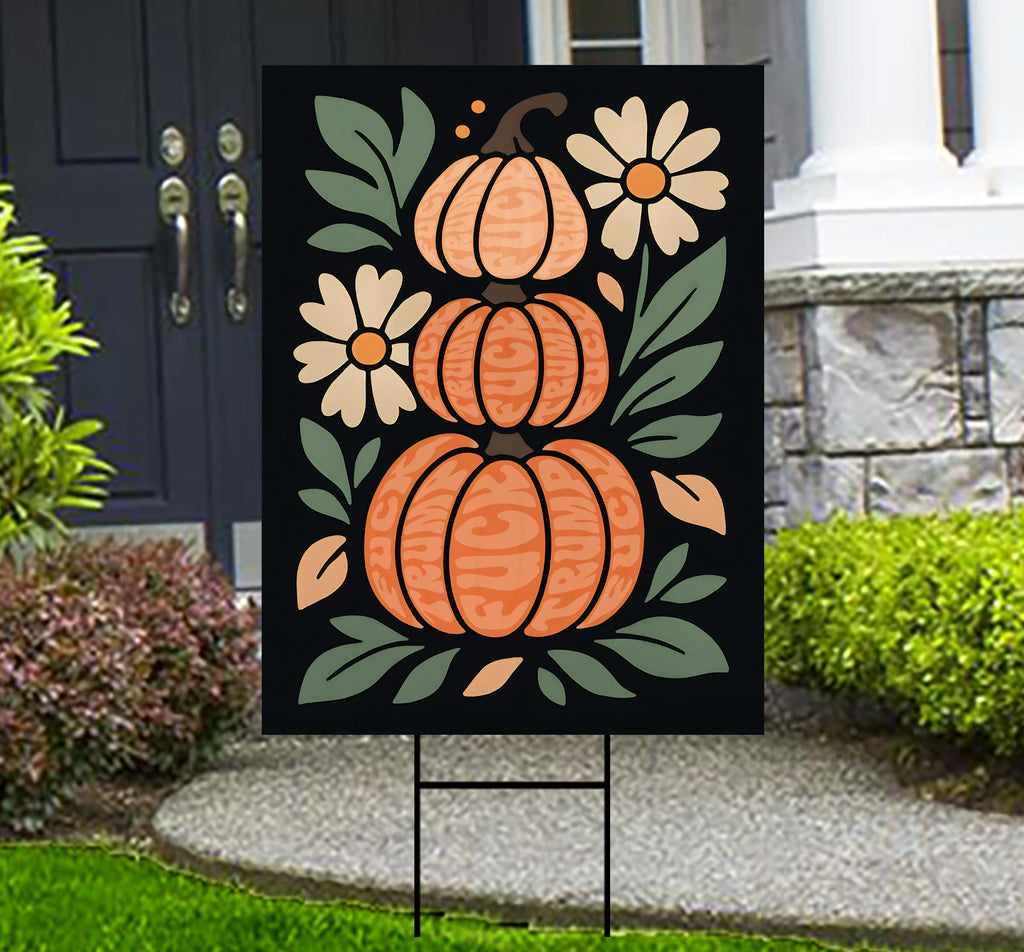 Anti-Trump Autumn Pumpkin Yard Sign, Subtle Political Protest Lawn Sign, Thanksgiving Resist Fascism Harvest Fall Yard Sign with H-Stake