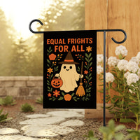 Equal Frights For All Halloween Ghost Garden Flag, Resist Fascism Anti-Trump Political Protest, Ghost Pumpkin Equality Social Justice Flag