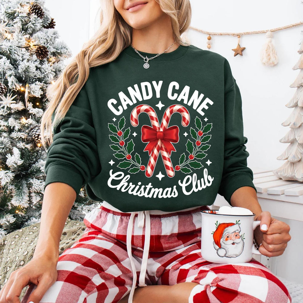 Candy Cane Christmas Club Shirt, Coquette Christmas Squad Shirt, Preppy Holiday Tee
