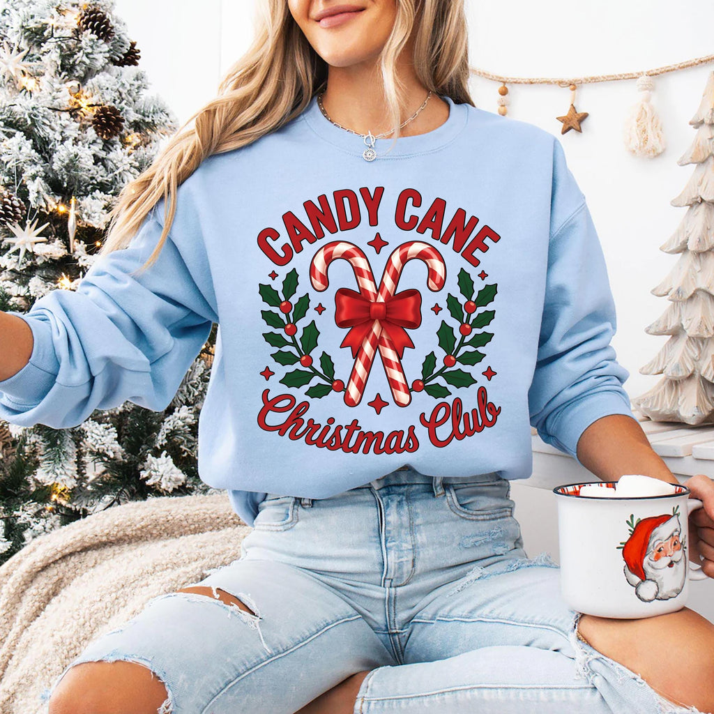 Candy Cane Christmas Club Shirt, Coquette Christmas Squad Shirt, Preppy Holiday Tee