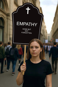 Empathy Gone But Not Forgotten Tombstone, No Kings Protest Sign, Anti-Trump Resistance Political Activist Poster, Resist Fascism Rally Sign