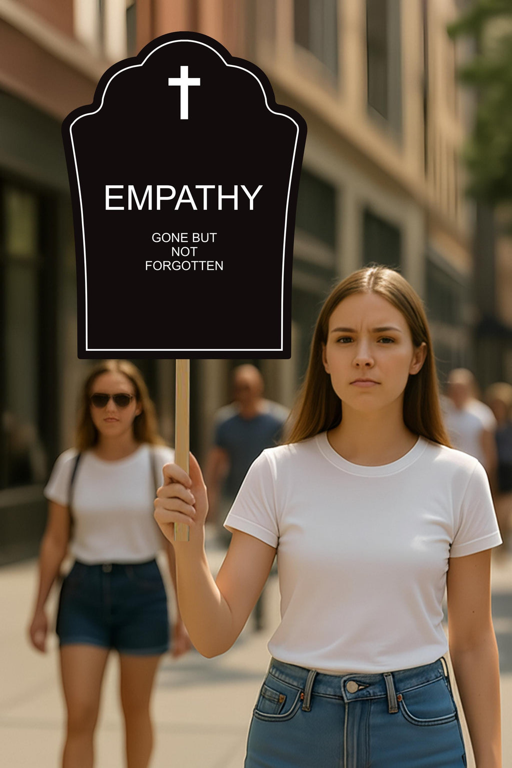 Empathy Gone But Not Forgotten Tombstone, No Kings Protest Sign, Anti-Trump Resistance Political Activist Poster, Resist Fascism Rally Sign