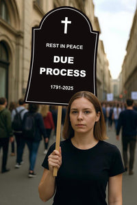 Rest in Peace Due Process Tombstone No Kings Protest Sign, Anti-Trump Resistance Political Activist Poster, Resist Fascism Rally Sign