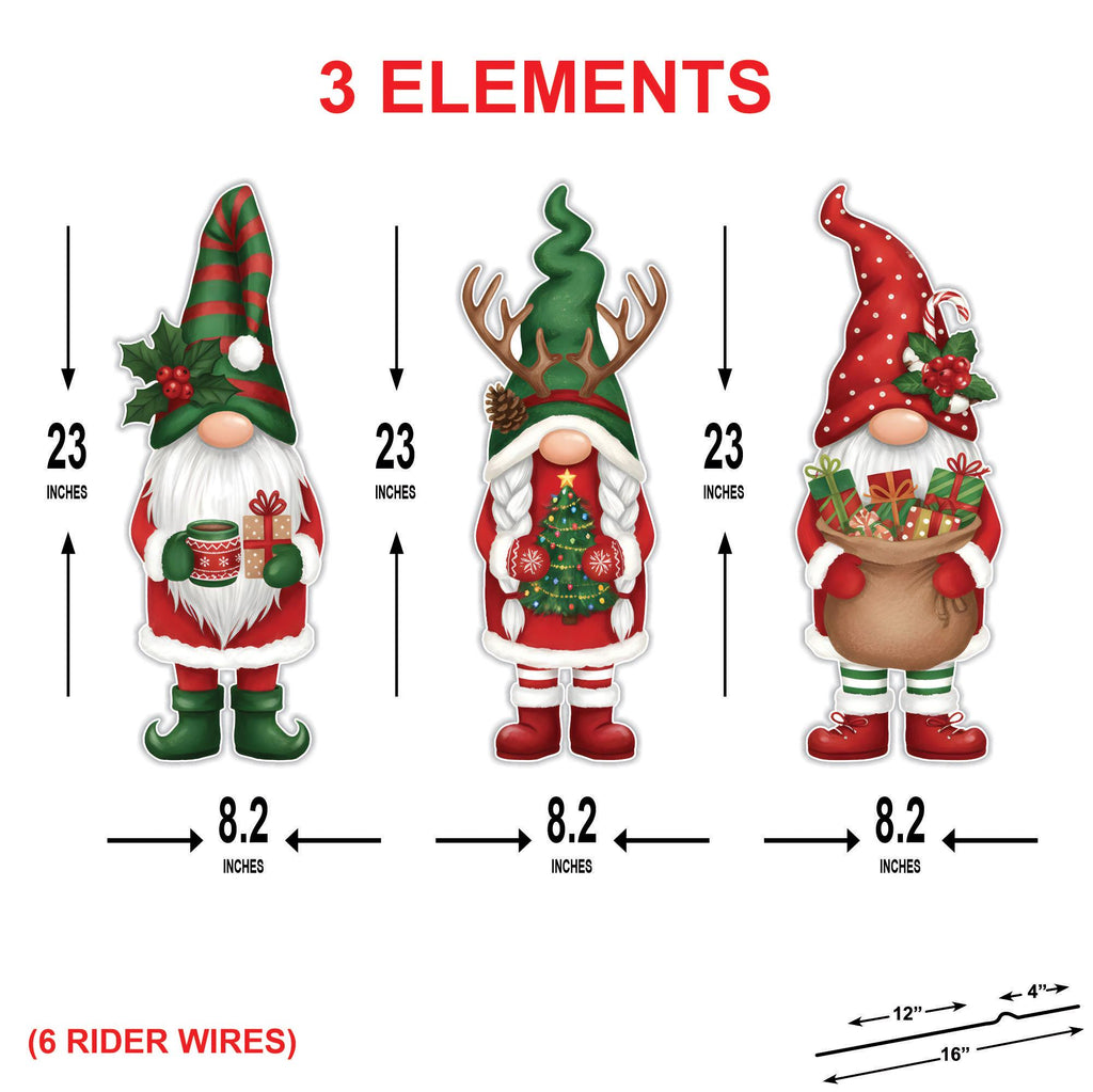 Christmas Gnome Yard Signs, Outdoor Holiday Lawn Decorations with Stakes, Santa Gnome Garden Decor for Pathway, Patio Xmas Eve Party Display