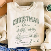 Custom Tropical Family Christmas Sweatshirt, Personalized Matching Family Christmas Shirt, Beach Christmas Palm Tree Sweatshirt