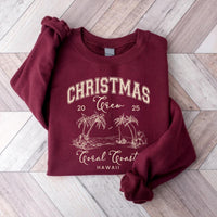 Custom Tropical Family Christmas Sweatshirt, Personalized Matching Family Christmas Shirt, Beach Christmas Palm Tree Sweatshirt