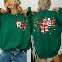 Christmas Registered Nurse Sweatshirt, Christmas Nurse Shirt, Merry Nurse Crewneck Sweatshirt, Front Back