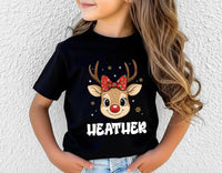 Christmas Kid Toddler Personalized Boy Girl Custom Name Reindeer Shirt, Kid Christmas Shirt, Christmas Shirt for Kids, Christmas Shirt
