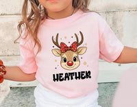 Christmas Kid Toddler Personalized Boy Girl Custom Name Reindeer Shirt, Kid Christmas Shirt, Christmas Shirt for Kids, Christmas Shirt