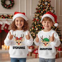 Christmas Kid Toddler Personalized Boy Girl Custom Name Reindeer Shirt, Kid Christmas Shirt, Christmas Shirt for Kids, Christmas Shirt