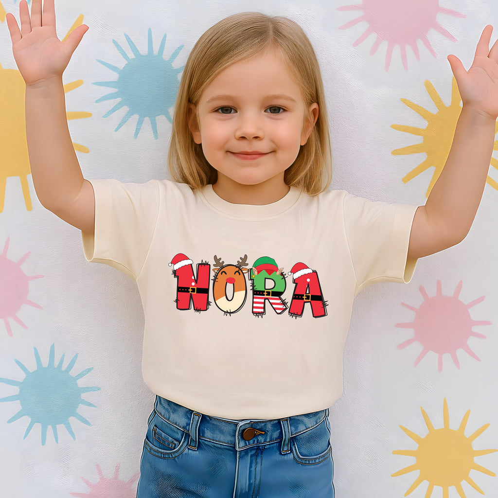 Custom Christmas Kids Shirt, Personalized Christmas Name Shirt, Toddler Christmas Tee