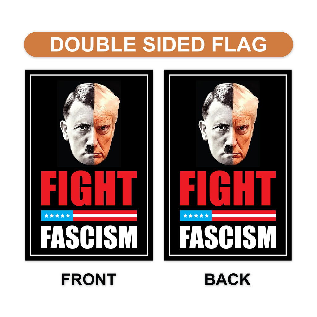 FIGHT FASCISM Garden Flag, 12x18 Inch Double Sided, Democracy Not Oligarchy, Anti-Trump Flag, Resist Racism, Resist Fascism