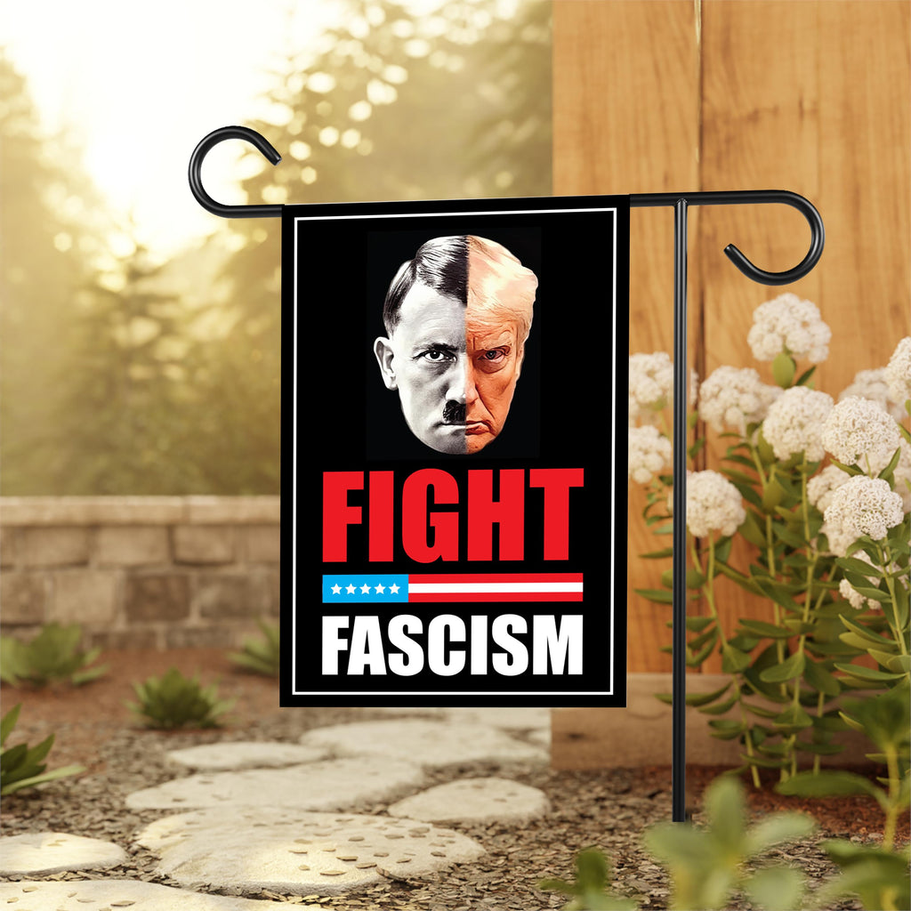 FIGHT FASCISM Garden Flag, 12x18 Inch Double Sided, Democracy Not Oligarchy, Anti-Trump Flag, Resist Racism, Resist Fascism