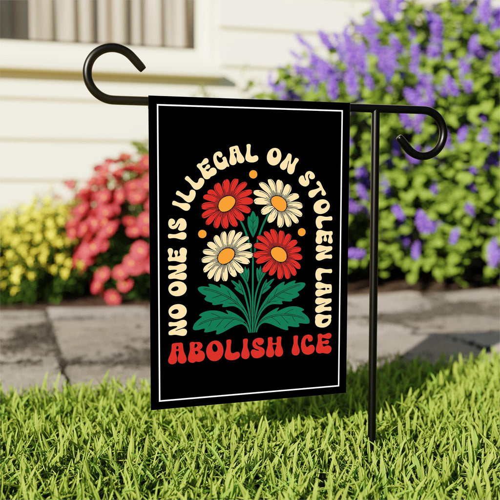Abolish ICE Garden Flag, 12x18 Inch Double Sided, Democracy Not Oligarchy, Anti-Trump Flag, Resist Racism, Resist Fascism
