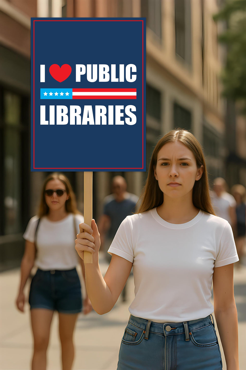 I Love Public Libraries, No Kings Protest Sign, Anti-Trump Resistance Political Activist Protest Poster, Resist Fascism Rally Sign