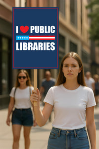 I Love Public Libraries, No Kings Protest Sign, Anti-Trump Resistance Political Activist Protest Poster, Resist Fascism Rally Sign